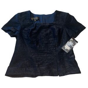 Donna Ricco New York VINTAGE NWT Metallic Shimmer Women’s Blouse Black 6P Petite